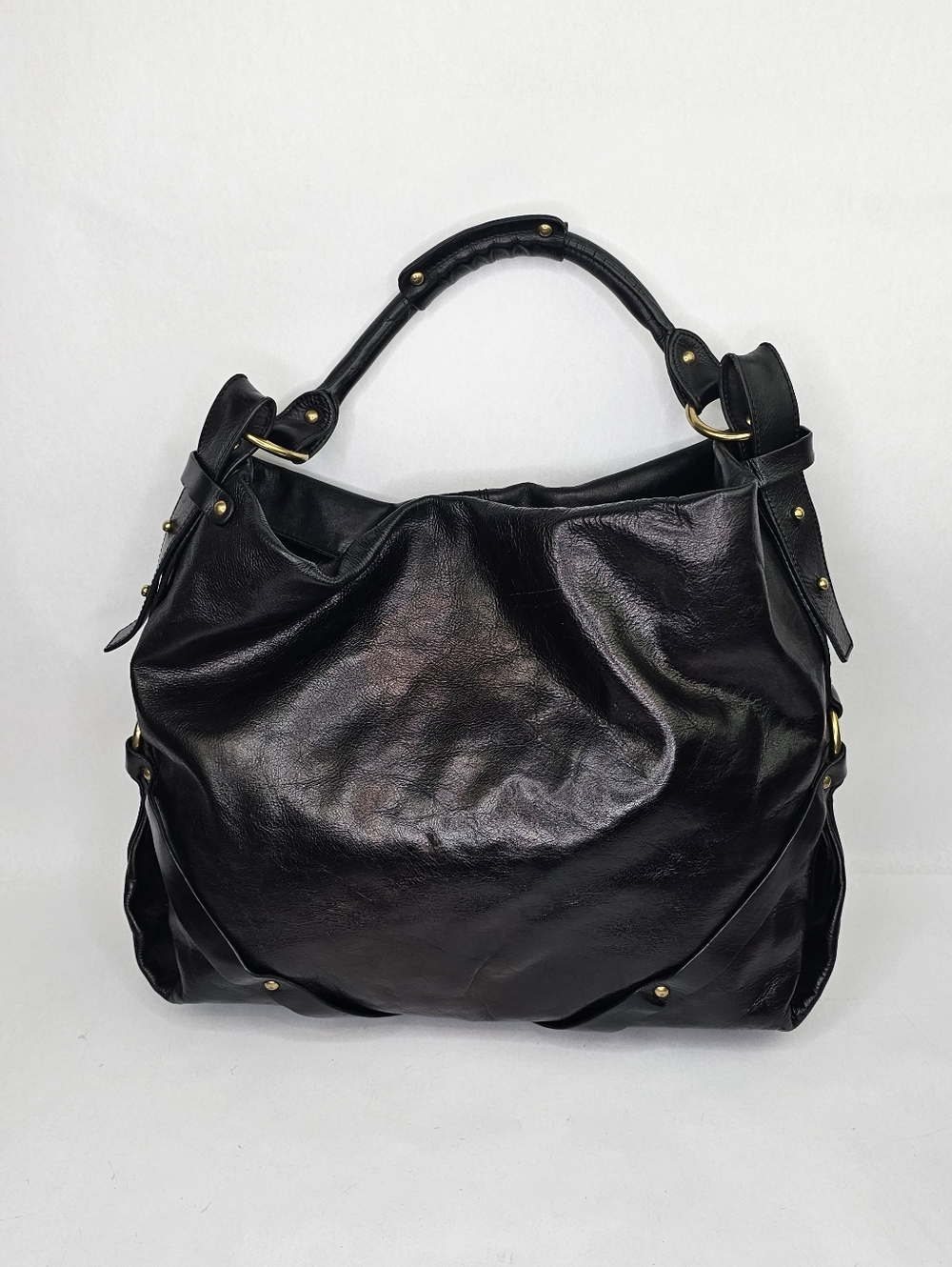 Nordstrom Black Leather Hobo Handbag Purse